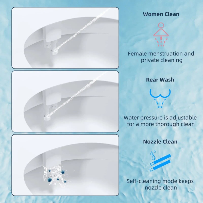 Hibbent Toilet Seat Bidet Self Cleaning Dual Nozzle,Hot or Cold