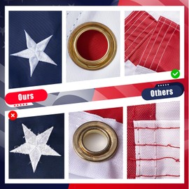 TPFMBFS Sturdy American Flag 8x12 FT Outdoor, Heavy Duty 420D Nylon Longest Lasting US Flag with Premium Embroidered Stars, Sewn Stripes, Brass Grommets UV Protection Perfect for Outdoors! USA Flag