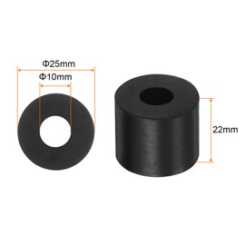 sourcing map 8pcs Rubber Spacer 1 Inch OD 0.4 Inch ID 0.87 Inch Thick Neoprene Round Anti Vibration Isolation Pads Isolator Rubber Washers Bushings for Home Cars Boat Accessories, Black