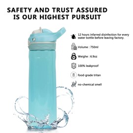 DEARART 2-Pack 26oz Pink Water Bottle and Sky Blue Water Bottle Without Straw, BPA FREE Wide Mouth Leakproof Has Handle, Easy Carried Suit Office School Work Travel Sports etc.