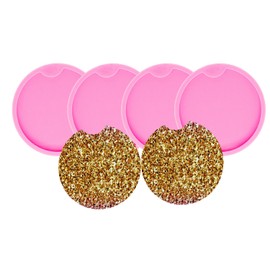 AMZTOART 4 moldes de silicona para posavasos de coche, moldes de resina epoxi, para manualidades, decoración del hogar (10 cm de diámetro) (DY1646 x 4)