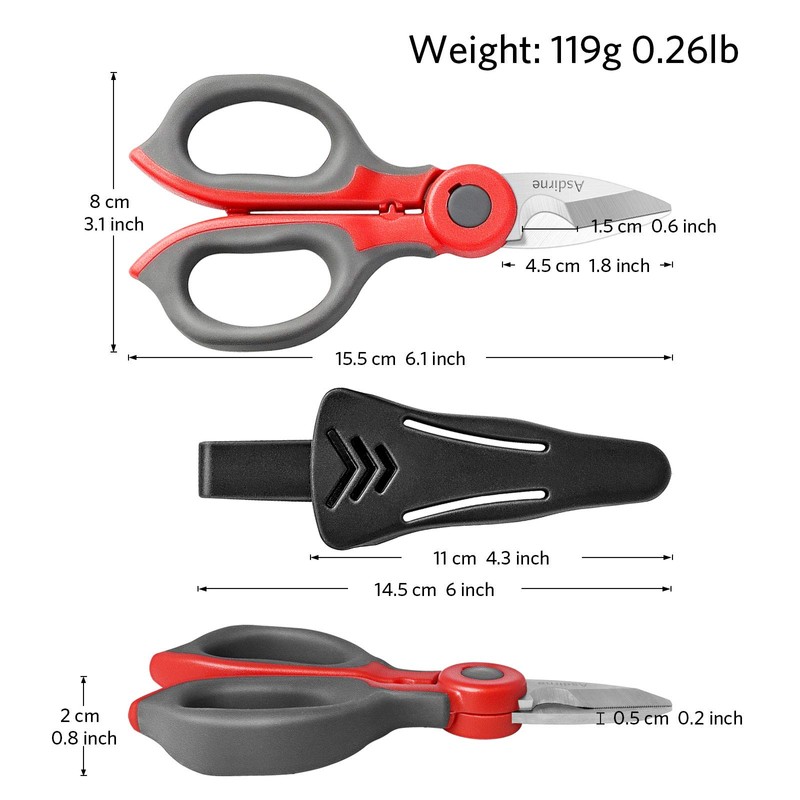Asdirne Electrician Scissors, Electrician Shears with Heavy Duty Stainless Steel
