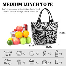 Insulated Lunch Bag Women Stylish Leopard Print Lunch Tote Leakproof Thermal Tote Purse Reusable Meal Prep Cooler Bag for Office, Work Loncheras Para Mujer