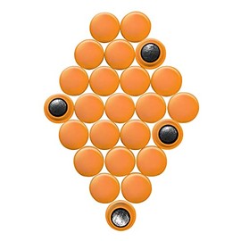Small Orange Planning Office Magnets for Fridge, Whiteboard, Noticeboard, Filing Cabinet - Pack of 24