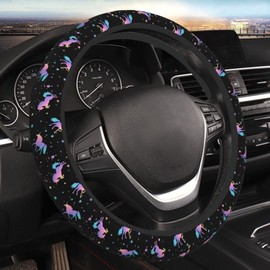 Unicorn Star Steering Wheel Cover for Women Men Girls Car Accessories Decor Anti-Slip Neoprene Auto Steering Wheel Covers Protector Universal 15 Inch