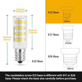 DiCUNO E12 Bombilla LED 4W, Luz blanca cálida 6000K, Bombillas halógenas equivalentes de 40W, 400LM, 110V, No regulable, Base de candelabro para la iluminación del hogar, Paquete de 6