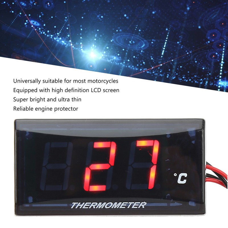 Motorcycle Digital Water Temperature Gauge Ultra Thin DC 12V LCD