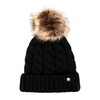 HEYO Ladies Knitted Winter Hat with Large Faux Fur Bobble