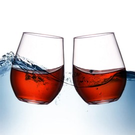 MICHLEY Tritan Plastic Stemless Wine Glasses Set of 4, 16oz Christmas Drinking Glass, Bonus 8 Christmas Themed Stickers | Shatterproof Dishwasher Safe, Perfect Party Holiday Christmas Gifts