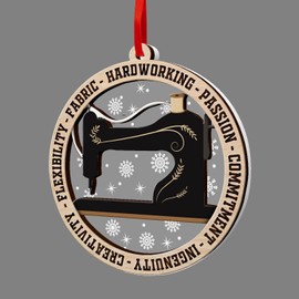 GOSBLUE Sewing Machine Ornaments for Christmas Tree, Sewing Ornament 2 Layer Wood & Acrylic, Sewing Gifts for Christmas Decor 2024