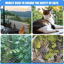 Transparent Cat Net, 4 x 3 m Balcony Cat Net, 2.5 x 2.5 cm Mesh Size Cat Net for Balcony, Balcony Net for Cats with Mounting Rope and Accessories, Cat Grid Balcony for Patios, Windows, Roof Hatches
