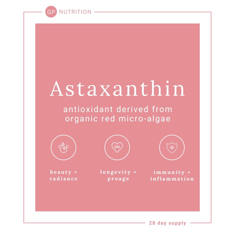 GP Nutrition Astaxanthin - Super Antioxidant Haematococcus Pluvialis, 100% Pure,