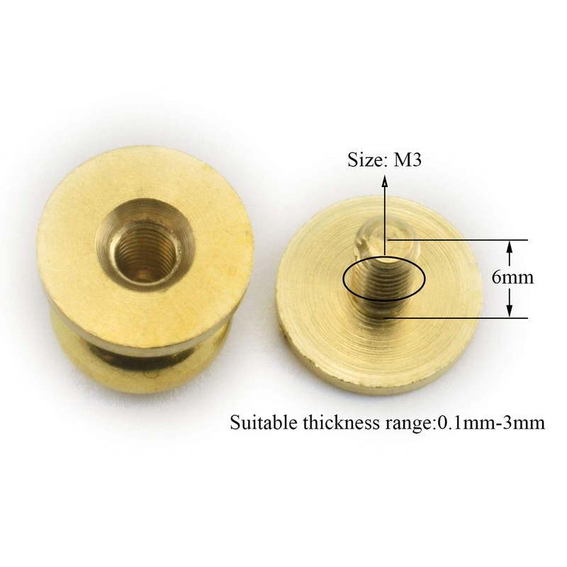 LQ Industrial 8PCS Solid Brass Sam Browne Button Screw Studs