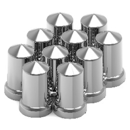HD Driven 33mm Nut Cover Plastic Cone Tall Push On, 10/cd – Wheel Lug Nut Covers for Semi-Trucks, Rustproof ABS Chrome Plastic, Universal Fit, Easy Snap-On Installation