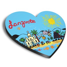 1x Heart MDF Magnet 6cm - Lanzarote Canary Islands Holiday Travel - Fridge Locker Office Whiteboard Toolbox #58850
