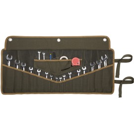 Wrench Tool Roll, Heavy Duty 16oz Waxed Canvas Tool Roll Bag with 16 Pockets & Metal Grommets & Tie Rope, Portable Sustainable Wrench Roll Up Pouch | 29.5" Lx11.5 H