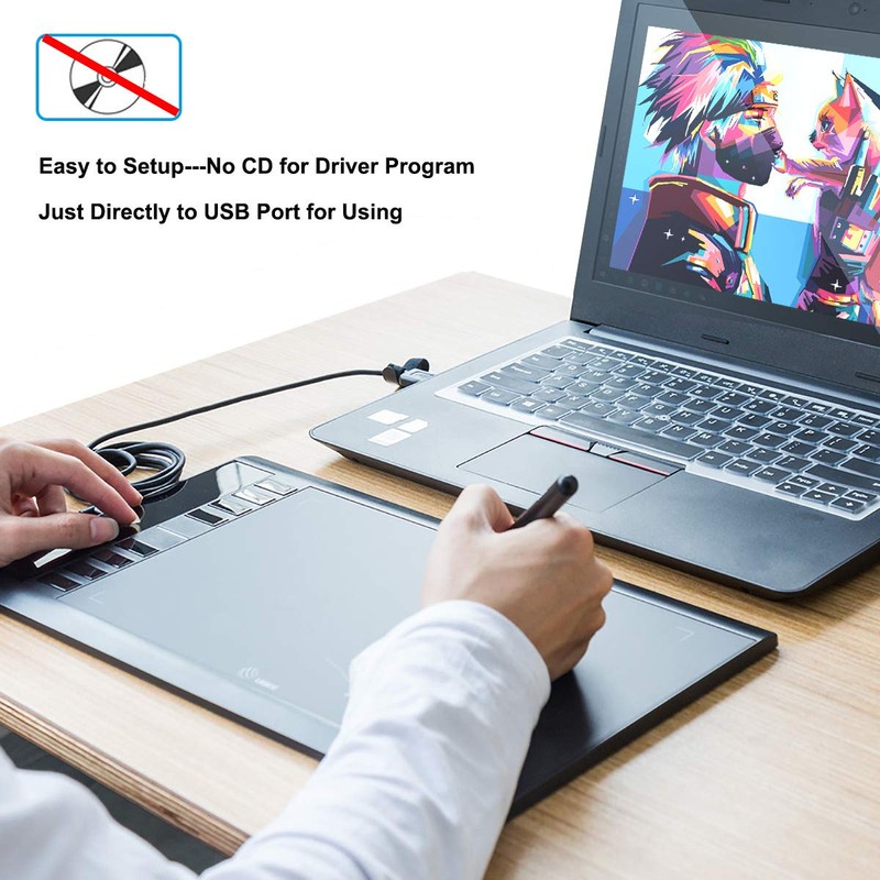 UGEE M708 Drawing Tablet, 10x6 inch Large Space for Digital