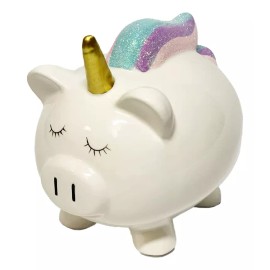Club Libby Lu Pig Unicorn - Alcancía Para Niñas - Alcancía De Cerámica Para Niñas Con Tapón De Goma