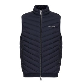 A|X ARMANI EXCHANGE mens Real Down Quilted Packable Vest, Navy/Melange Grey, X-Small US