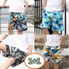 Men's 2-Pack Rash Guard Water Swim Pants for Summer Beachwear Shorts (2-pack) Map 1 + Pirate 1