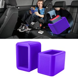 2 Pack Silicone Seat Belt Buckle Holder, Seat Belt Buckle Booster for Kids, Durable Silicone Material, Easy Access to The Buckles of Rear Seats, Car Accessories, Suitable for Most Car Models (Purple)