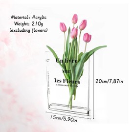 Feliciay Acrylic Flower Vase  Decorative，New Clear Book Flower Vase,Crystal Transparent Acrylic Vase For Home Decor,Bookshelf Decor for Floral Arrangement, Bedroom & Home Decor