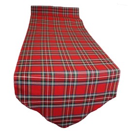 Traditional Polyviscose Tartan Table Runner Burns Night Hogmanay Christmas Dining Room Decoration [Red Royal Stewart 8 Ft]