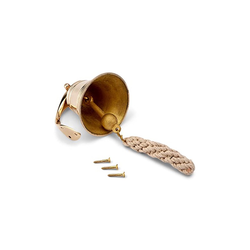 NKlaus 11572 Ship Bell Brass Gold with Wall Bracket and