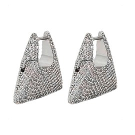 KONFEN Triangle Hoop Earrings, Chunky Hoop Earrings with Zirconia Rhinestones for Women, Hoop Earrings, Earrings, Orings, Hypoallergenic, Geometric Ear Cup, Jewellery for Girls (Silver/Gold), Cubic