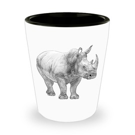 mmandiDESIGNS Wildlife Rhino Shot Glass Rhinoceros Toothpick Pill Holder Rare Animal Nature Lovers Present Bar Drink Jigger