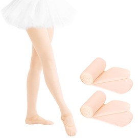 Ballet Tights Girls Dance Tights Ultra Soft Footed Tights School Students Leggings Pantyhose for Kids Girls 2 Pack (Ballet Pink, M)