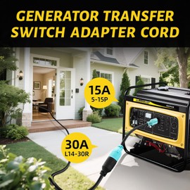 HILINEGO NEMA 5-15P to L14-30R Generator Power Adapter Cord, Household 15Amp to Generator Lock in 30Amp Adapter Cord, Heavy Duty STW 10 Gauge, 12inch, ETL Listed