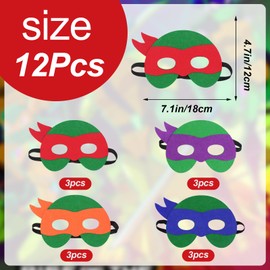 Sdjuifsd Pack of 12 Turtl Masks, Children's Mask, Party Masks, Theme Masks, Carnival Mask, Character Mask, Birthday Party, Theme Party, Masquerade, Children's Party, Party Gifts, Boys and Girls