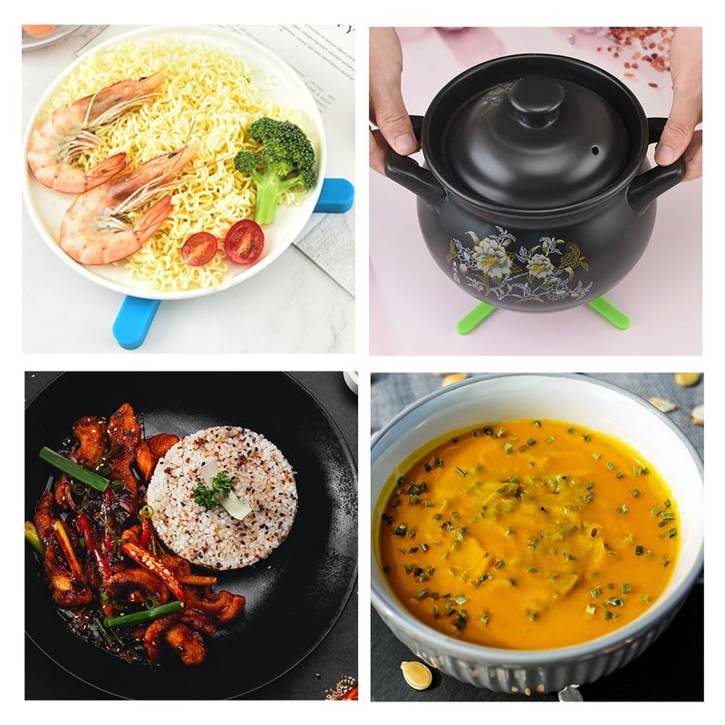 4 Pcs Folding Heat Proof Mats Black Foldable Trivet Pan