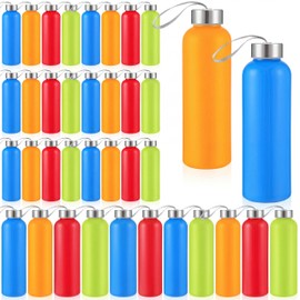 Maxdot 24 Set Back to School Gifts Reusable Plastic Water Bottles Bulk for Kids Summer Portable Sport Colorful Water Bottle for Student Kid Office Supplies(Classic,17 oz,Color)