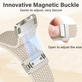 ZOCOVIN 20 mm Magnetic Braided Nylon Wristband Compatible with Garmin Vivoactive 6/Vivoactive 5/Venu Sq 2, Stretchy Replacement Strap for Garmin Forerunner 55/165/245 Women Men, No gemstone