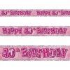 12ft 40th Pink Glitz Birthday Banner Decorations Unisex Party Supply