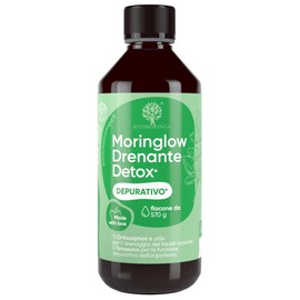 Moringlow Liquid with Organic Moringa & 11 Herbs Natural Diuretic & Detox for Liver & Intestines 500 ml Made in Italy RedMoringa