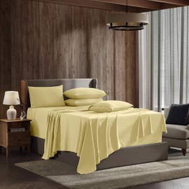 Nestl Extra Deep Cal King Sheet Set - 6 Piece Breathable & Cooling Sheets - Hotel Luxury Bedding Set w/18-24 Inch Extra Deep Pockets - Easy Fit - Super Soft, Wrinkle Free & Comfy - Yellow