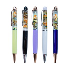 Sikyby Bread In Fish Bear Head Shape Cute 3D Floater Liquid Writing Journaling Office Pen Unique Gift For Women Men Kids Set of 5 Pens