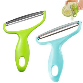 2 Stück Kohlschneider, Gemüseschäler, Schäler Küche, Stainless Steel Gemüseschäler, Vegetable Peeler, Weithals Gemüseschäler, Julienne Schäler Für Grünkohl, Kohl, Karotten, Gurken (Grün + Blau)