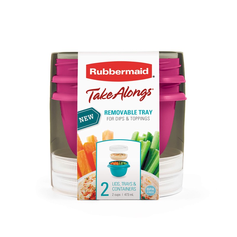 Rubbermaid TakeAlongs Snacking Food Storage Containers, 2 Cups Size -
