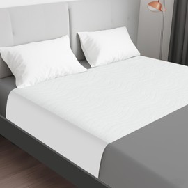 Incontinence Bed Pads Washable Waterproof for Adults & Kids, Reusable Mattress Protector Underpads Tuckable Quick Dry, Fits Full Size Bed, 36" x 54", White