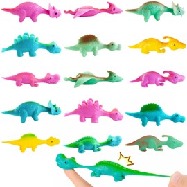 Pack of 15 Slingshot Dinosaur Toys, Slingshot Dinosaur Finger Toys, Elastic Flying Finger Dinosaur, Funny Flying Dinosaur Slingshot Toy, Party Toy for Children Gift