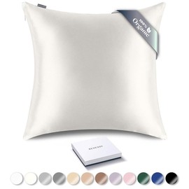RENESSY Organic Silk Pillowcase 80 x 80 cm - 100% Organic Mulberry Silk, 22 momme, Naturally Hypoallergenic, Promotes Hair and Skin Health, 1 Piece (Natural Silk Off-White)