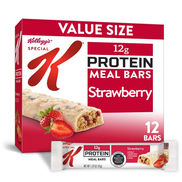 Kellogg's Special K Protein Bars, Meal Replacement, Protein Snacks, Strawberry, 19oz Box (12 Bars)