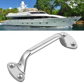 Lwuey Boat Handrail, Polished 316 Stainless Handrail Round Tube Marine Handles Grab Door Handle Grip Rail Bar Easy To Install Secure Sturdy Pull Replacement Steel Hardware 6in Long Suitable for Home