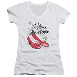 Juniors The Wizard of Oz Red Ruby Slippers V-Neck Shirt, White, 2XL