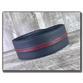 Anthology Gear The Original Straight Up Full Grain Padded Leather Guitar Strap - For Electric, Acoustic and Bass Guitars (3", Carbon Black w/Red Stripe)