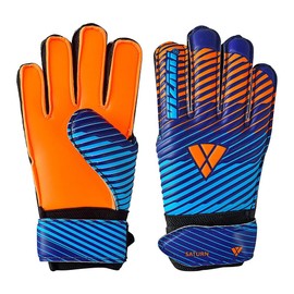 VIZARI Sports Saturn Soccer Goalie Goalkeeper Gloves for Kids Youth & Boys, Football Gloves with Grip Boost Padded Palm and fingersave Flat Cut Construction (8, Blue)
